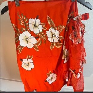orange hawaiian tie up sarong